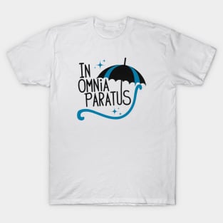 In Omnia Paratus - Umbrella and Scarf - Typography T-Shirt